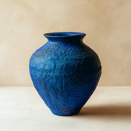Vase en terre cuite bleu